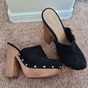 Mossimo Women's Black Suede wooden Clogs size 7½